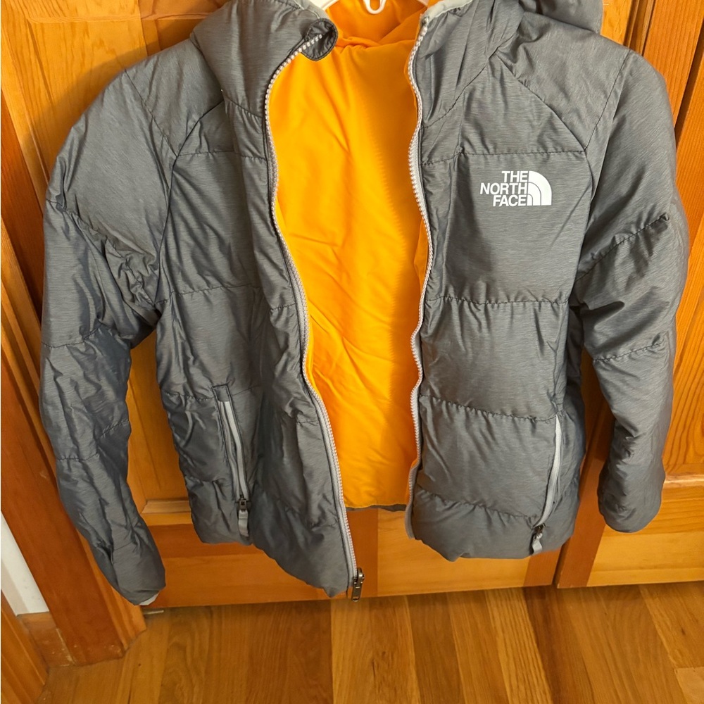 The North Face Gray Jacket with Orange Accents